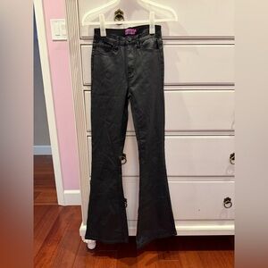 Edikted black leather flare pants